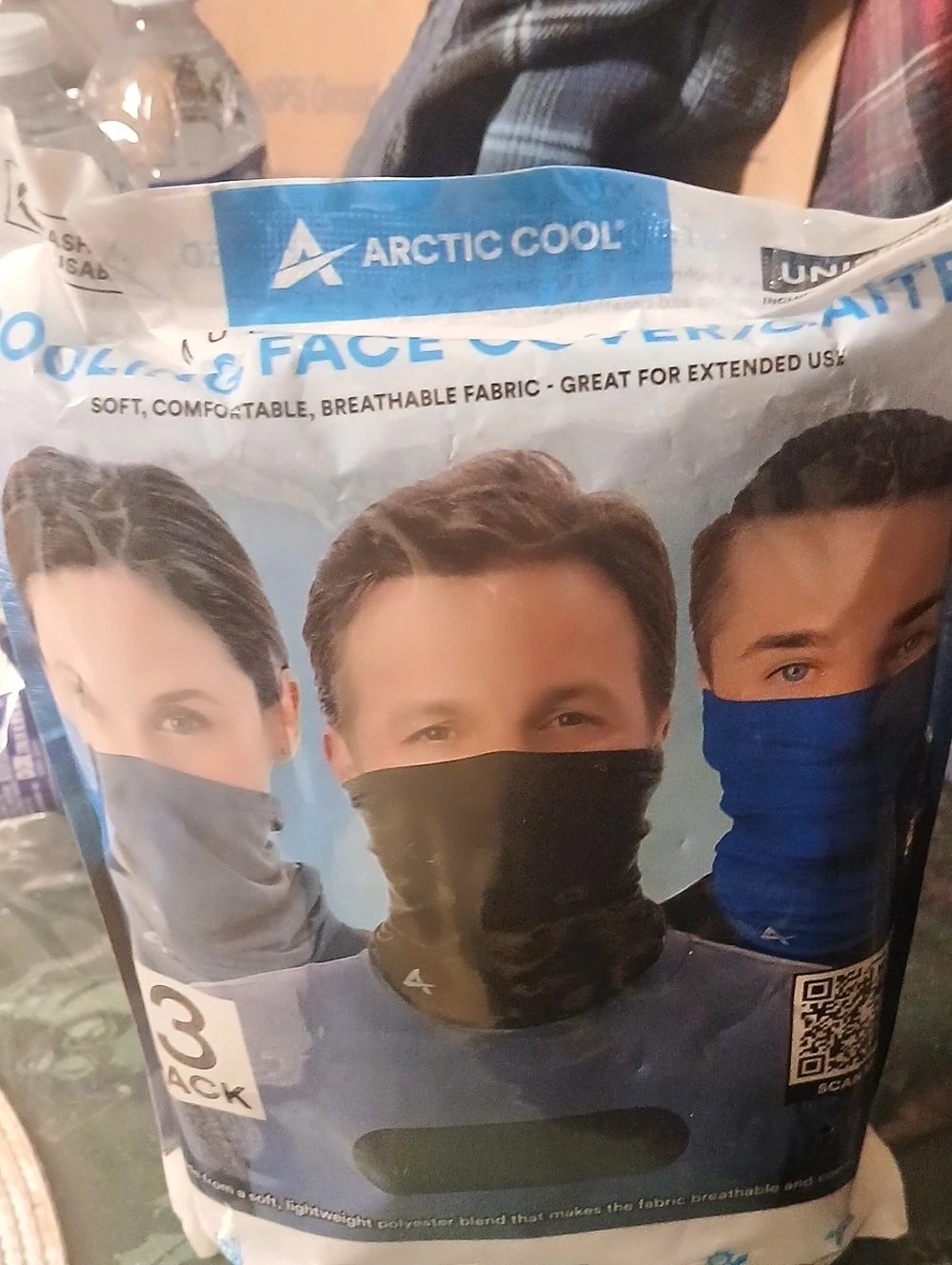 Arctic Cool Multifunctional Cooling Face Cover / Gaiter 3-Pack Black & Blue